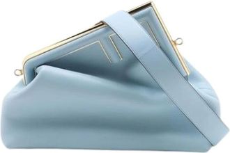 Fendi Pre-owned Leren Clutch - Dames - Pre-owned - Blauw - Maat: ONE Size Leer