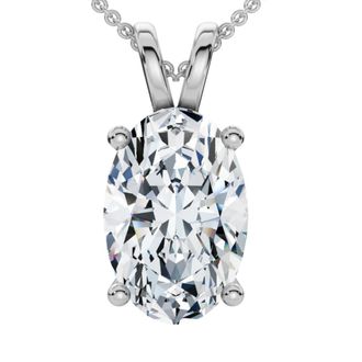 Pompeii3 Oval Solitaire Diamond 4-Prong Pendant 14k Gold 18 Necklace Lab Grown