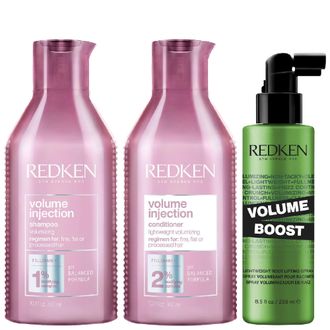 Redken Womens Volume Injection Trio, Shampoo 300ml, Conditioner and Styling Boost 250ml - One Size