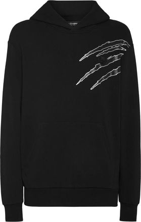 Plein Sport Lamina Scratch Hoodie - Heren - Sportshirts - Zwart - S - Katoen - Fitness