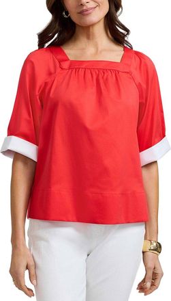 Foxcroft Violet Elbow-Sleeve Matte Top