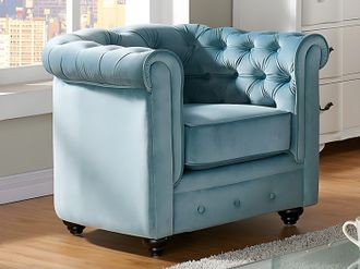Vente-Unique Poltrona CHESTERFIELD in velluto Azzurro pastello