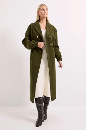 Principles Womens Oversized Drop Shoulder Double Breasted Coat - Khaki - Size 16 UK