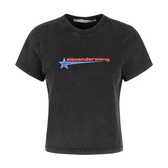 Alexander Wang T-Shirts, female, Black, S, Graphic Shrunken T-Shirt