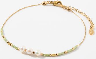 Simons Womens Bead and pearl ankle chain
