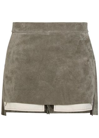 Rick Owens Fog Suede Mini Skirt - Light Grey - 44 (UK12 / M)