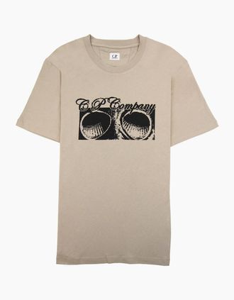 C.P. Company Mens Cp Company 30/1 Jersey Goggle Print T-shirt Cobblestone 330 - Tan - Size: 34