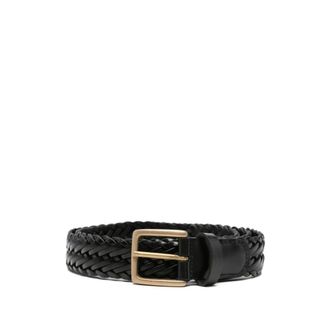 Anderson's Belts, male, Black, Size: 105 CM Narrow Woven Leather Belt