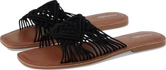 Seychelles Mahogany Flat Sandals Womens Black Squared Toe Slip On Slide HTAT1230