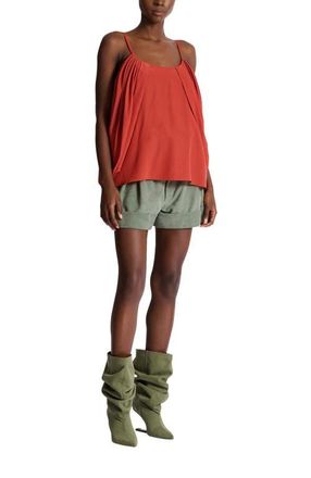 Balmain Draped silk crepe top in Red at Nordstrom, Size 40 Eu