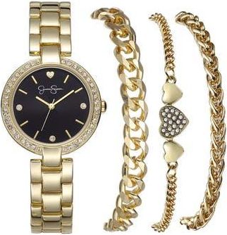 Jessica Simpson EZ Change Bracelet Watch Set in Gold at Nordstrom Rack