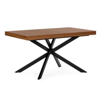 HOMN Mesa de Comedor Extensible efecto Nogal, 140-180 cm