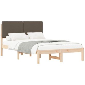 vidaXL Estructura De Cama Con Cabecera Tapizada Taup&eacute; 135 X 190 Cm Vidaxl