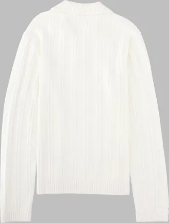 Casablanca Boucl&eacute; Knit Polo Shirt - White