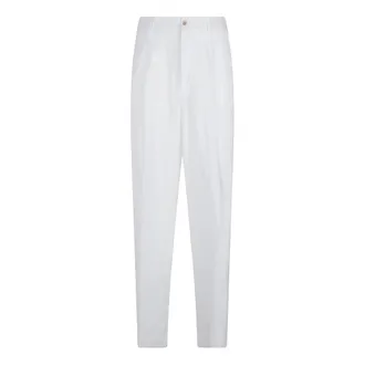 Dolce & Gabbana Straight Trousers, male, White, Size: XL Linen canvas trousers