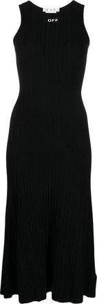 Off-white logo-print ribbed midi dress - women - Polyester/Viscose - 40 - Black