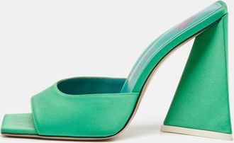 The Attico Green Satin Devon Slide Sandals