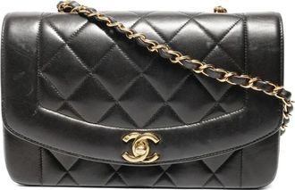 Chanel Borsa a spalla Diana piccola con battente e catena 1994-1996 - Nero