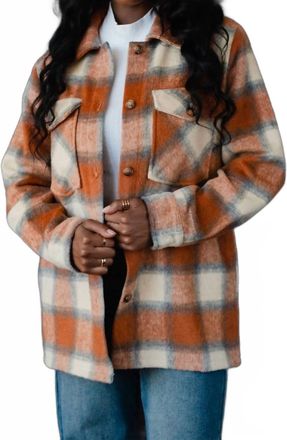 Panache Greta Plaid Jacket In Rust Grey & Tan Plaid