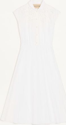 Valentino Embroidered Poplin Midi Dress Woman WHITE 36
