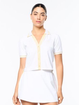 Sergio Tacchini Idalia Cropped Polo in Brilliant White at Nordstrom, Size Xx-Large