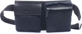 Gucci Gg Canvas Black Gg Canvas Leather Fanny Pack (Pre-Owned)