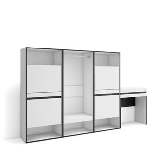 Skraut Home Skraut Home - Zapatero, Armario Zapatos Botas, 250x145x35 Cm, Dormitorio, Habitaci&oacute;n, Vestidor Abierto, Tocador, Estilo Moderno, Blanco