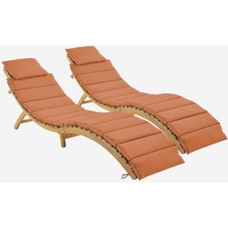 Sweeek Set di 2 lettini prendisole in legno di acacia