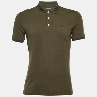 Emporio Armani Dark Green Cotton Polo T-Shirt