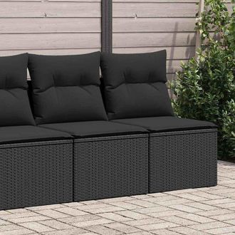 vidaXL Set Sof&aacute;s Jard&iacute;n Y Cojines 2 Pzas Rat&aacute;n Sint&eacute;tico Acacia Negro Vidaxl