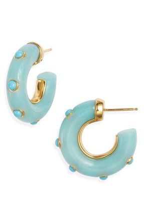 Nest Amazonite Turquoise Stud Hoop Earrings in Green at Nordstrom