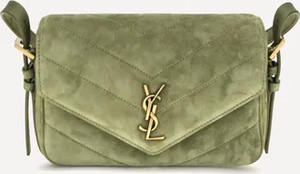 Saint Laurent Borsa a Tracolla LouLou piccola in suede matelass&eacute; Woman UNI