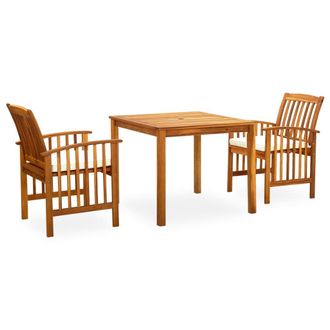 vidaXL Vidaxl - Set Comedor De Jard&iacute;n 3 Pzas Y Cojines Madera Maciza De Acacia