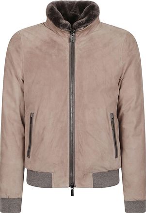 Moorer Bellati-UR Plush Fur-Collar Cashmere Bomber Jacket