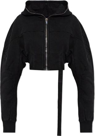 Rick Owens Collage Gimp Hoodie - Dames - Vesten met rits - Zwart - M - Katoen - Hoodies & sweatvesten