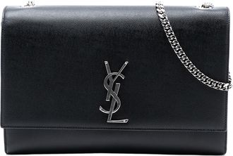 Saint Laurent Pre-owned Womens Medium Grain De Poudre Leather Monogram Kate Crossbody - Black - One Size
