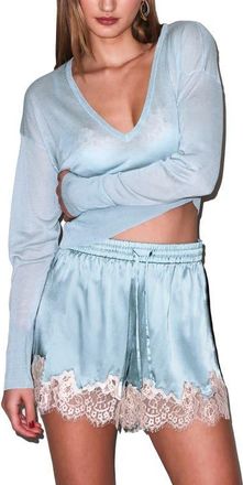 Fleur du Mal Sheer Knit V-Neck Sweater in Frosted Mint at Nordstrom, Size X-Small