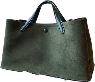 Generic Luxury Handbags For Women 2-IN-1 Faux Suede Pure Color Large Capacity Shopper Shoulder Tote Bag Set(Green)