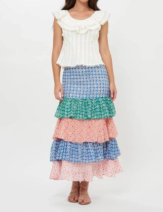 Oliphant Ruffle Maxi Skirt In Aster Blue