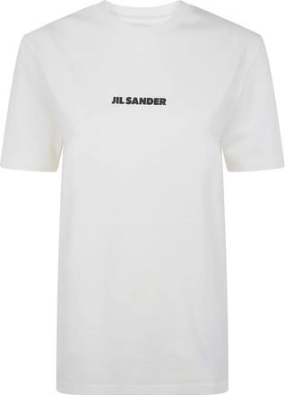 Jil Sander Katoenen T-shirt met ronde hals - Dames - T-shirts - Wit - M - Katoen - Tops