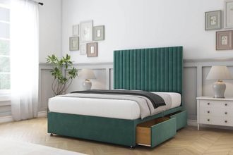Comfort Beds Denver Plush Divan Base 2 Drawers - 54 Headboard in Emerald | Size: Small Single