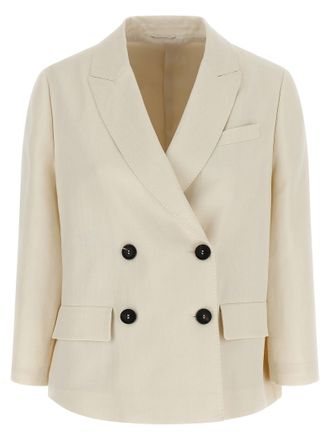 Brunello Cucinelli Double-Breasted Blazer Blazers White