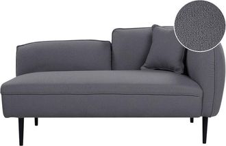 Beliani Beliani - Chaise Longue Boucl&eacute; Derecho Con Coj&iacute;n Patas De Metal Gris Oscuro Chevannes