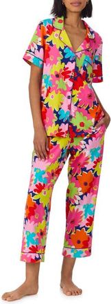 Bedhead Pajamas x Trina Turk Print Crop Stretch Jersey Pajamas in Pop Floral at Nordstrom, Size X-Small