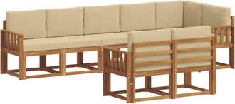 vidaXL Conjunto De Sof&aacute;s De Exterior 8 Uds. Natural Y Beige Vidaxl