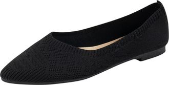 Generic Ladies Flat Shoes Pointed Toe Knit Ballet Flats Solid Color Comfortable Breathable Lightweight Dressy Slip On Pumps Shoes Indoor Outdoor Black