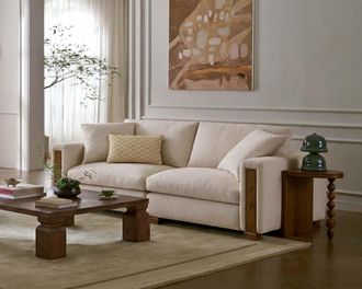 Castlery Tan France Kagan Sofa, (Basketweave) Cream by Castlery