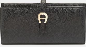 Aigner Black Leather Cybill Banknote Continental Wallet
