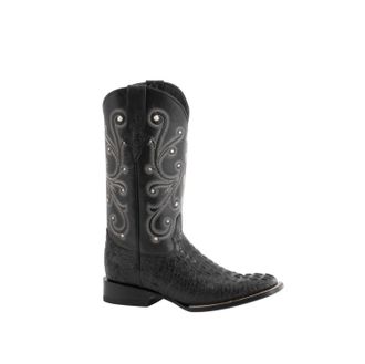 Ferrini Mens Caiman Crocodile-Print Western Boots In Black