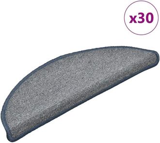 vidaXL Vidaxl - Tappetini per scale 30 pz 56x17x3 cm grigio chiaro e blu semicircolari